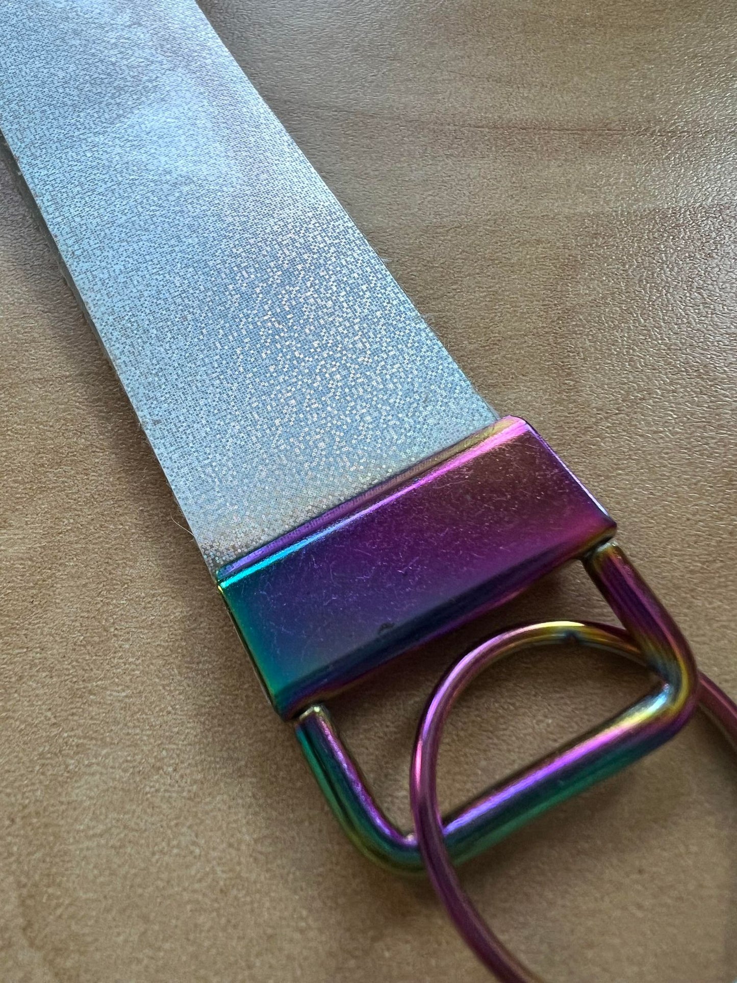 Shiny Silver Long Wristlet Keychain