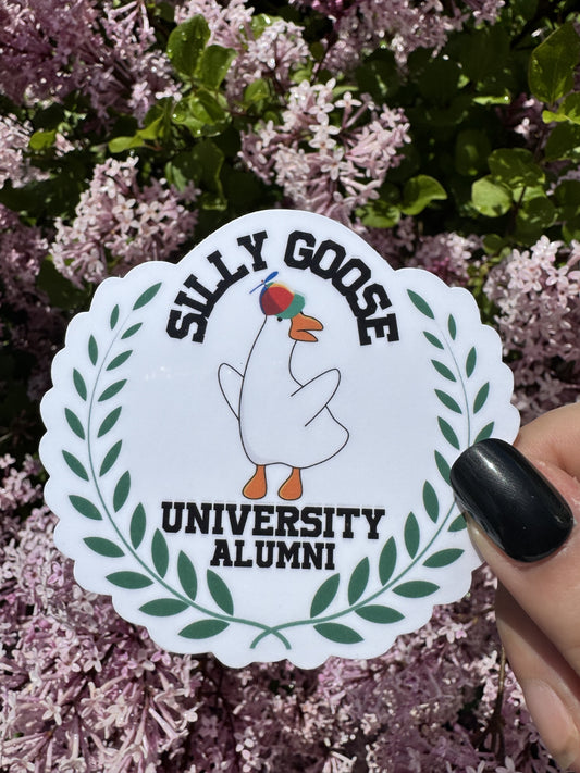 Silly Goose University Alumni Vinyl Sticker | Waterbottle Decal | Laptop Sticker