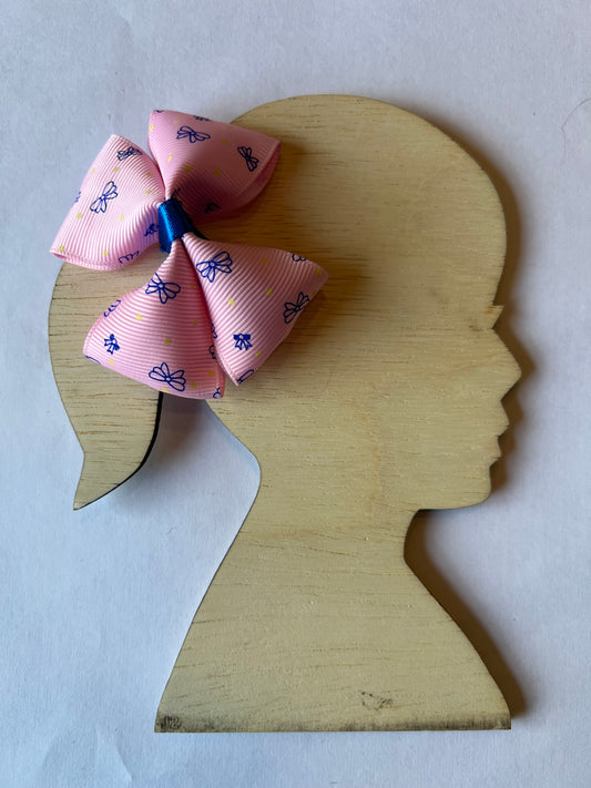 Pink with Blue Bows Ribbon Bow | Hair Bow | Hairbow | Hair Accessories