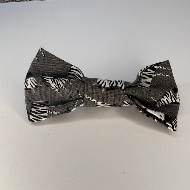 Grey Zebra Fabric Bow