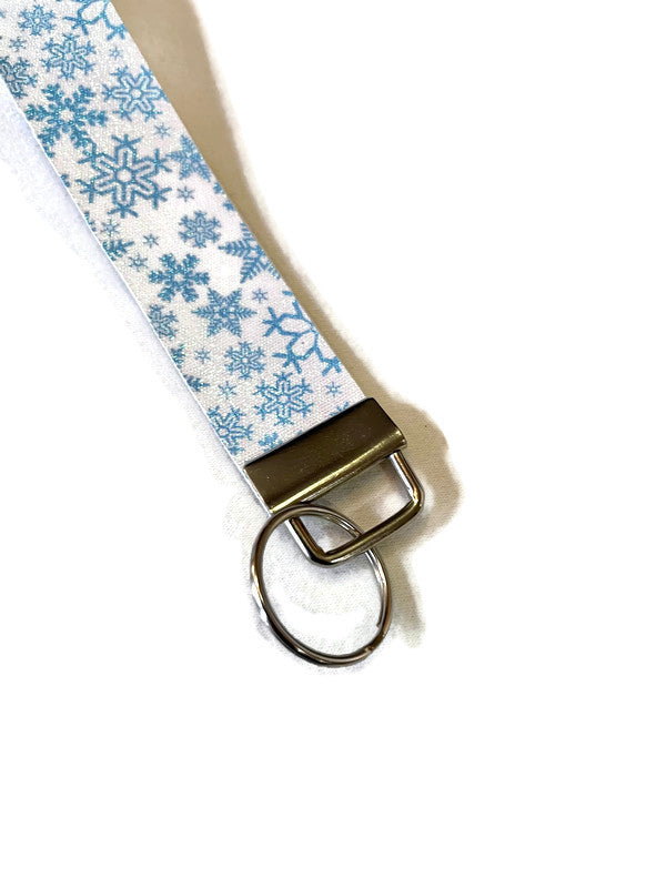 Blue Snowflake Large Wristlet Keychain