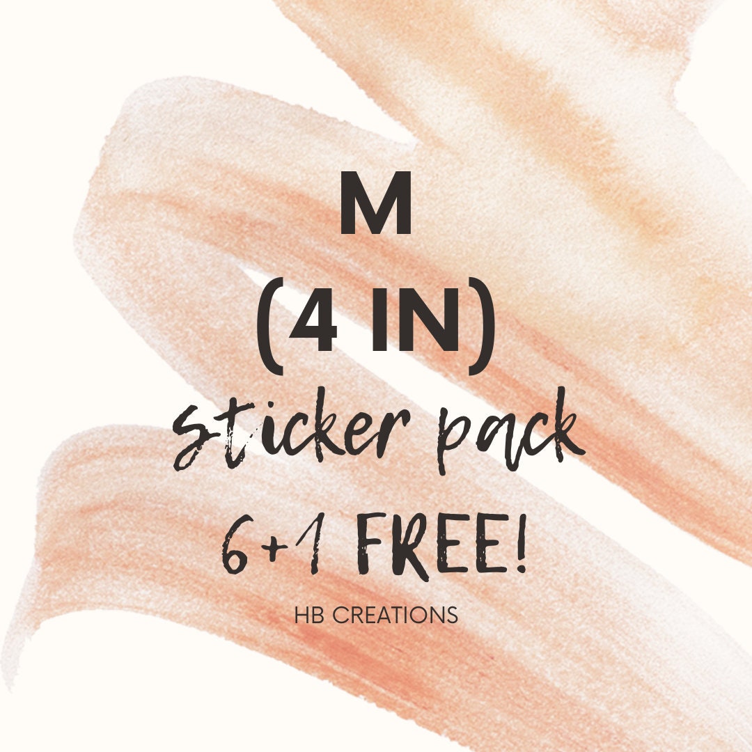 M (4 in) Sticker Pack (Pack of 6+1 Free!)