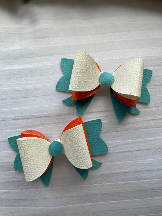 Blue, Orange, and White Hairbow Set | Women's Bow | Children's Bow