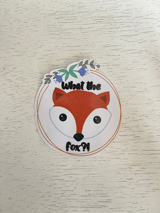 Water Resistant Sticker "What The Fox"| Laptop Sticker | Water Bottle Sticker | Vinyl Sticker