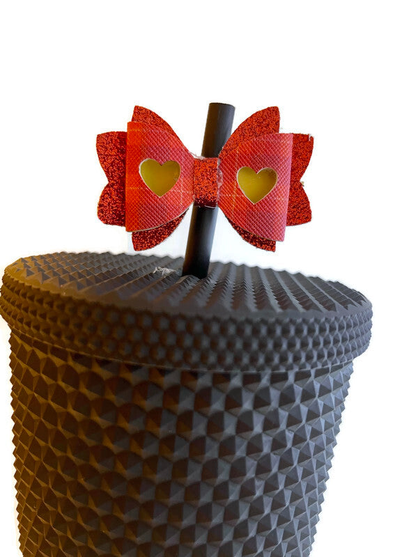 Heart Red and Gold Straw Topper