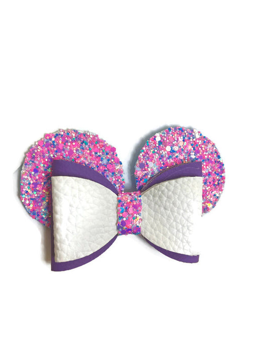 Chunky Glitter Mouse Ear Bow Clip